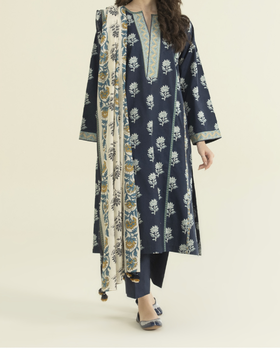 3 Piece Printed Lawn Suit - Sapphire (Unstitched)