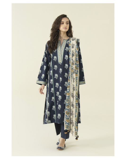 3 Piece Printed Lawn Suit - Sapphire (Unstitched)
